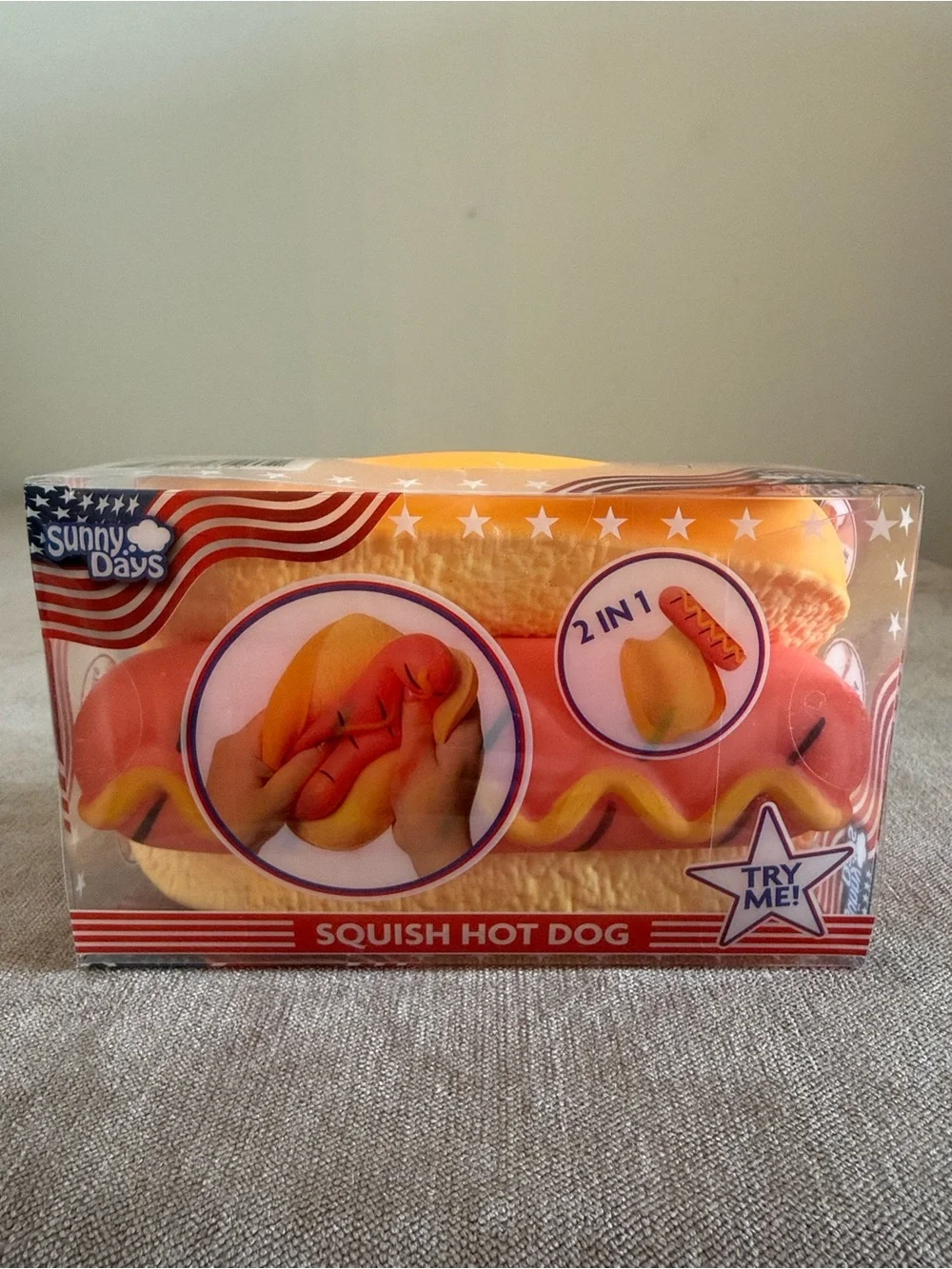 Sunny Days Squeezy Peach, Hot Dog & Carrot Fidget Toys | New